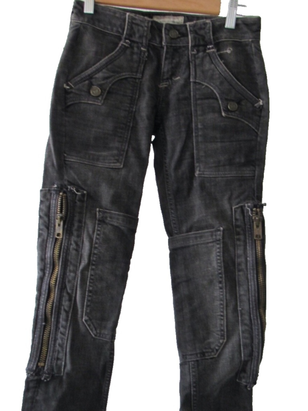 TAVERNITI SO JEANS By JIMMY Cargo Zip Flip Pocket Straight Jeans Size 24